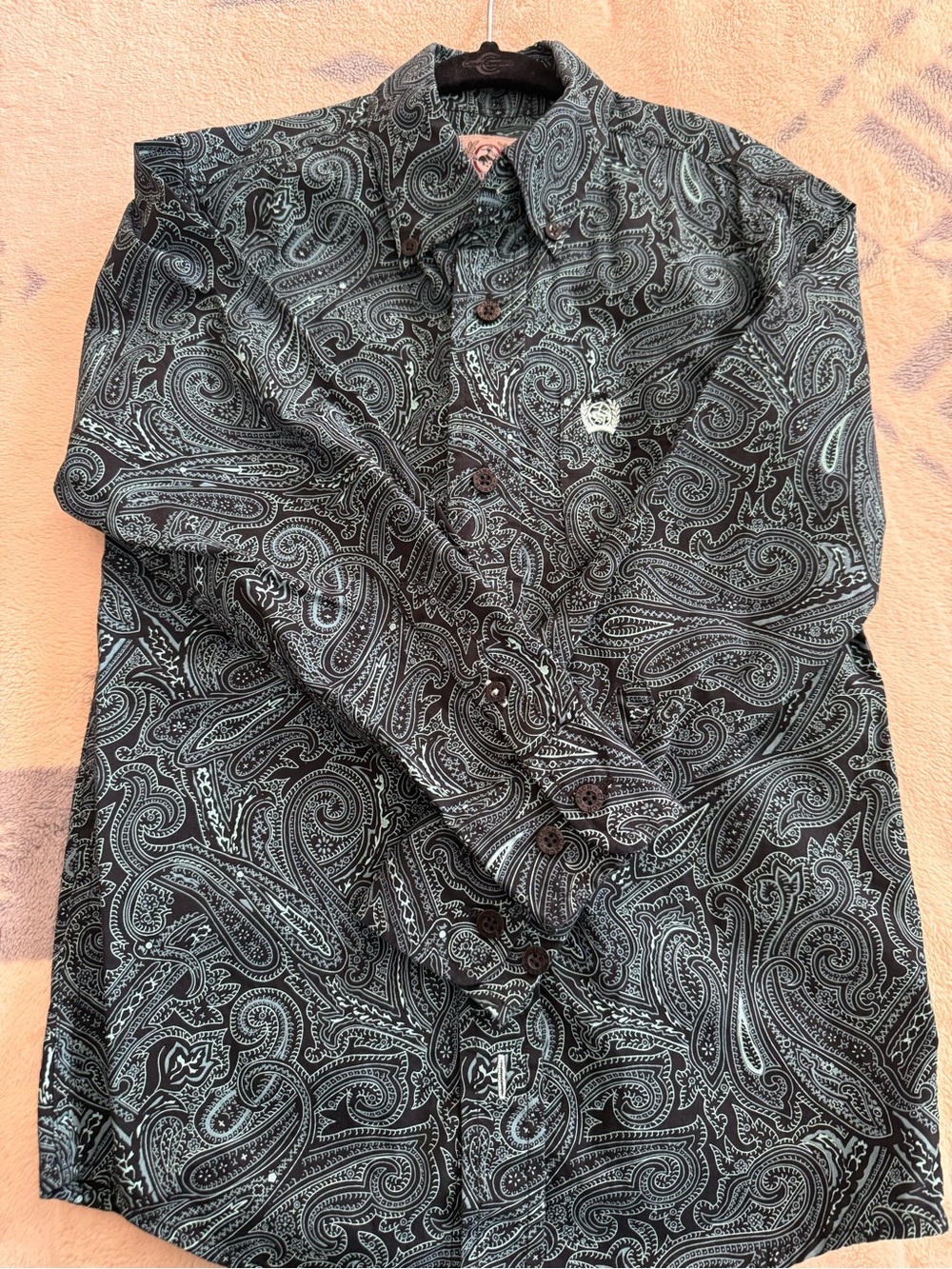 Boys Cinch Black Paisley Button-Up Shirt